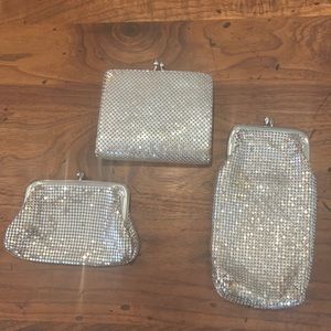 Vintage Whiting & Davis Silver Mesh Wallet, coin purse, eye case.